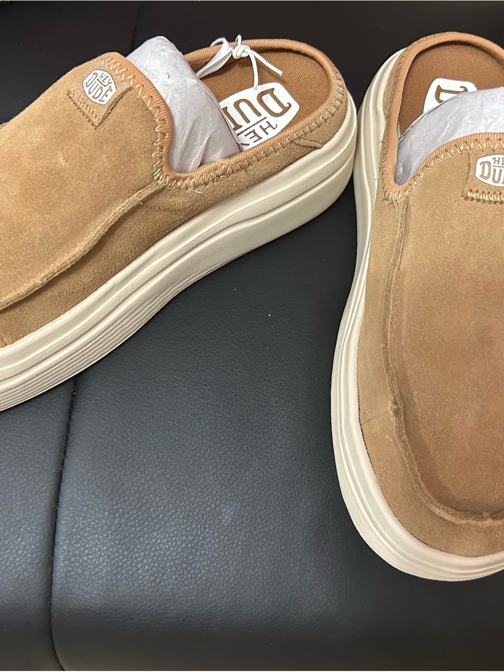 Suede Slip-On Platform Mule - Tan